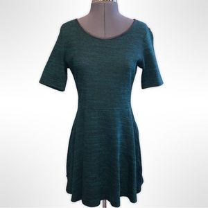 H&M Divided Green Tweed Skater Midi Dress